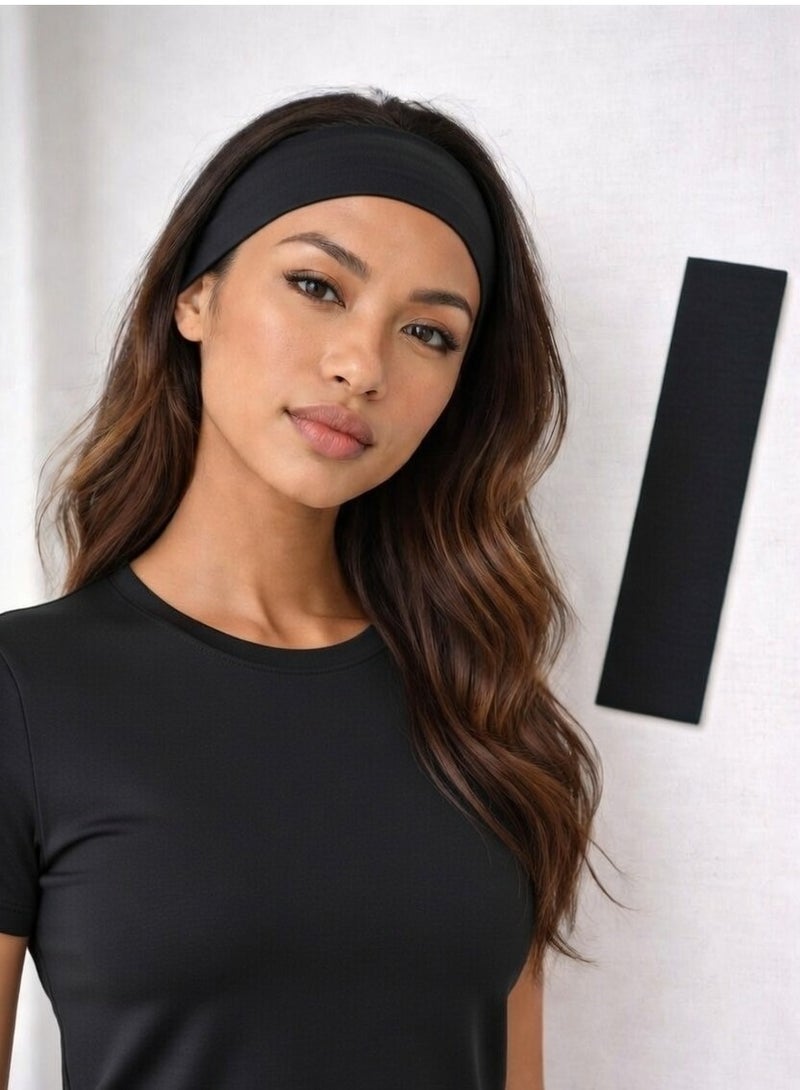 بندانة قطن مصري 95% باللون الأسود عرض 5 سم – قطعة واحدة – مناسبة للرجال والنساء – للرياضة والجري والاستخدام اليومي - Image 1